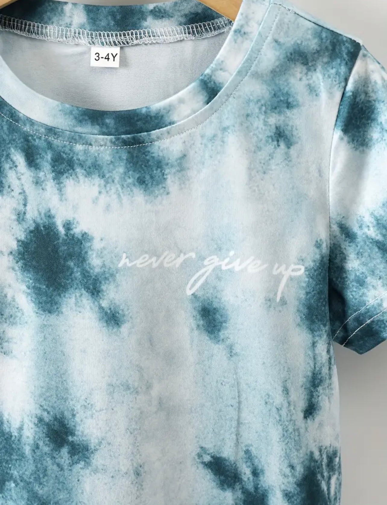 Never Give Up Kids Tie Die Graphic Tee