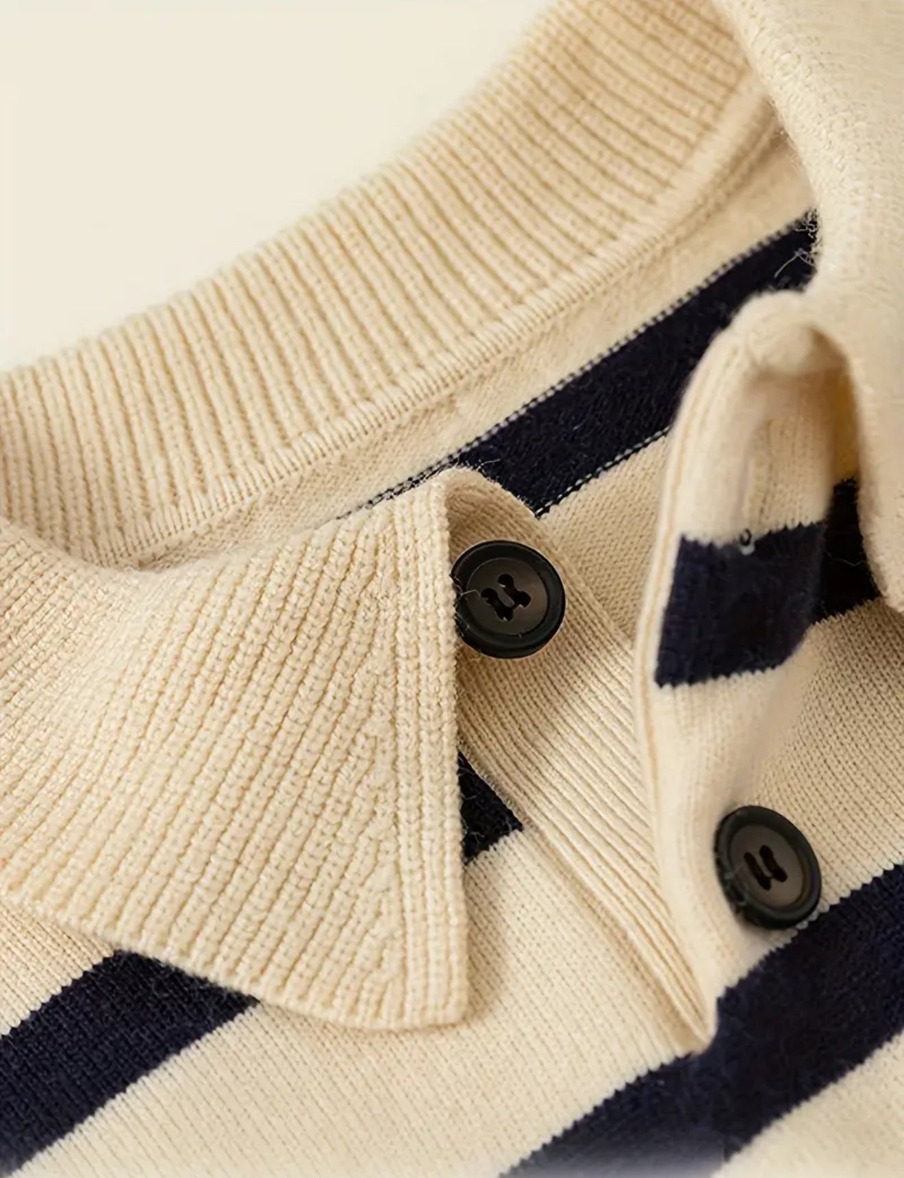 Beige Button Up Stripped Little One Sweater