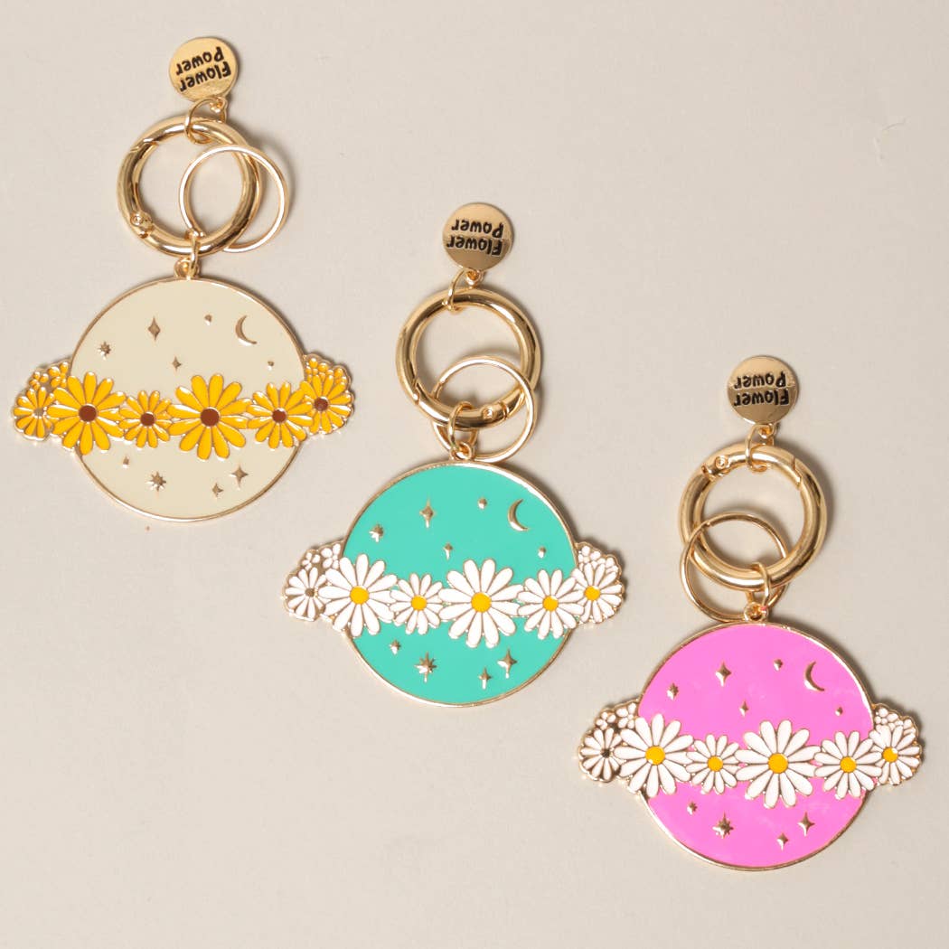 Cosmic Blossoms Pink Keychain