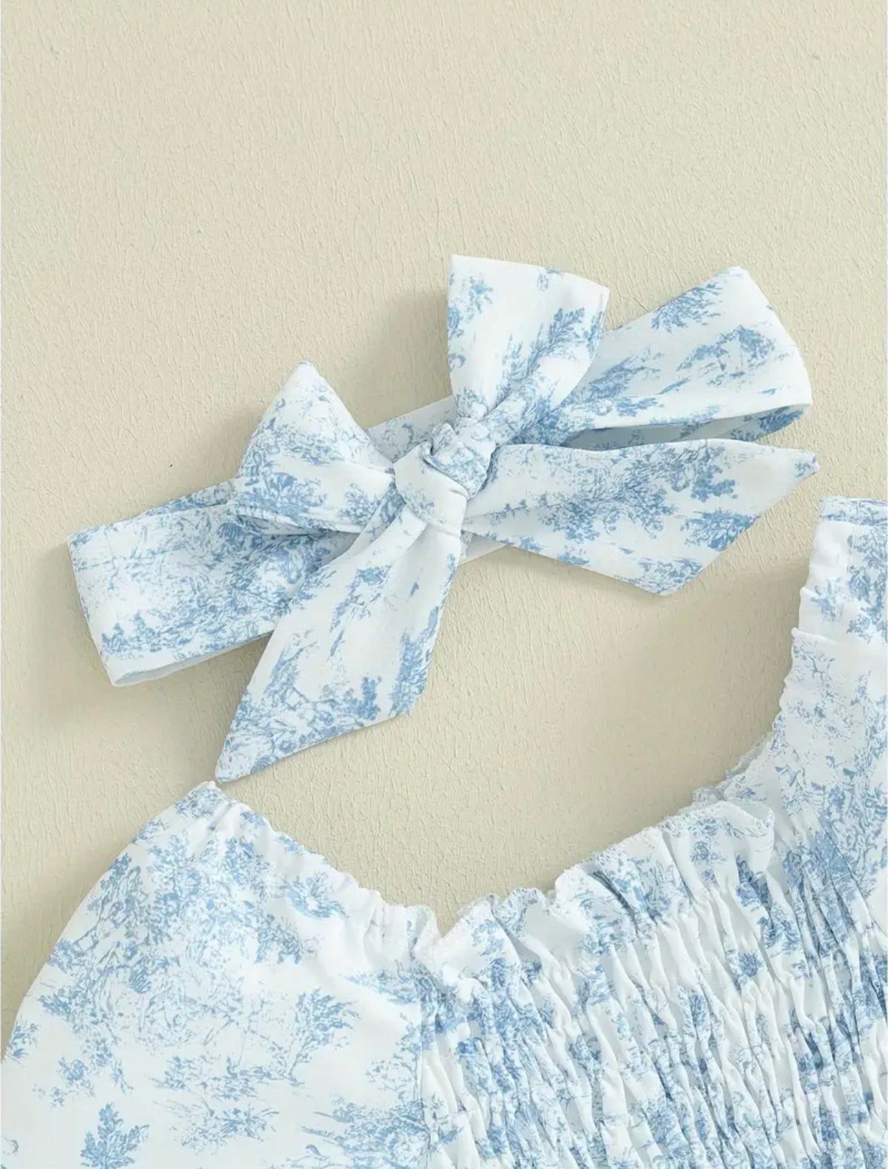 Blue Floral Little One Bubble Romper