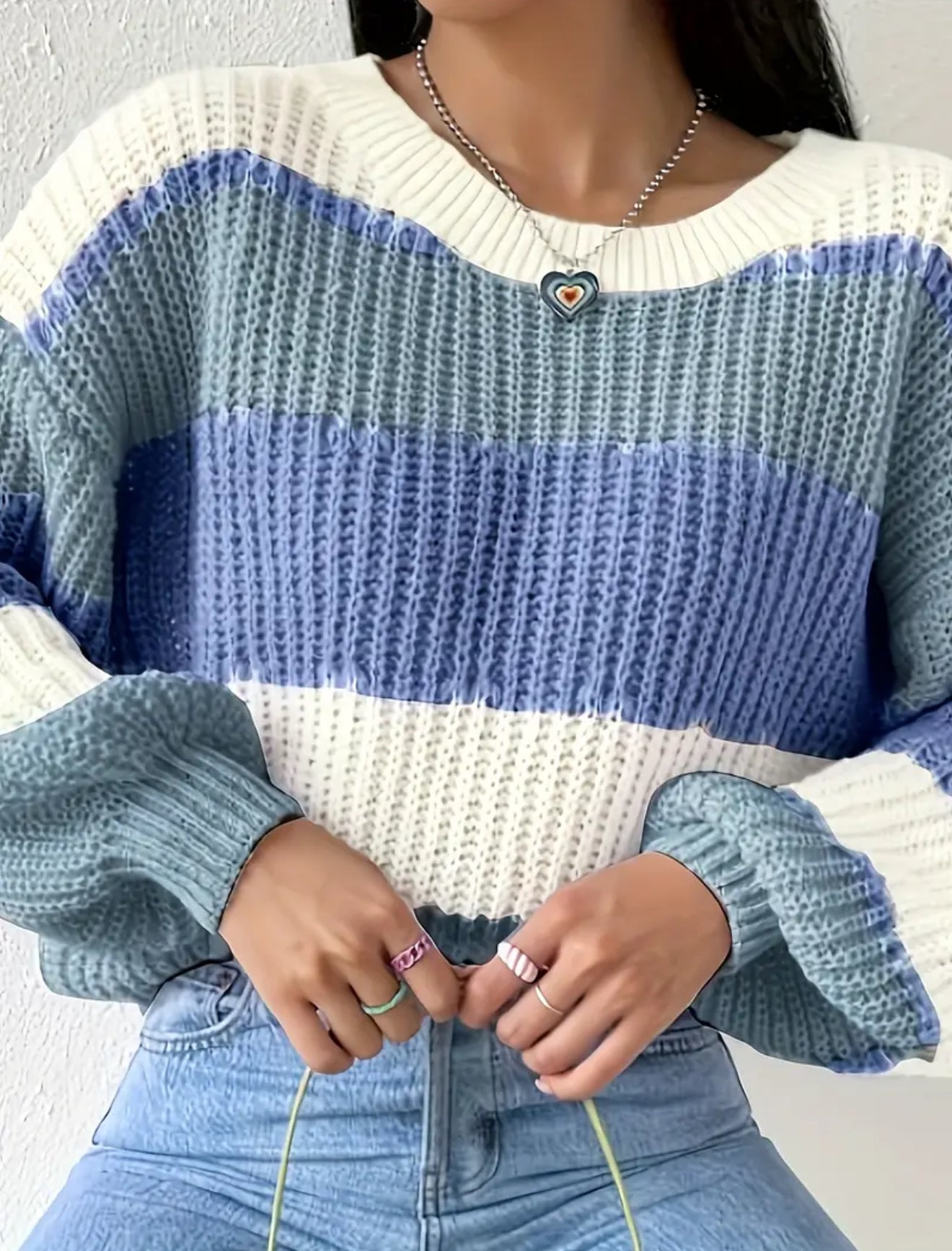 Blue Color-block Sweater