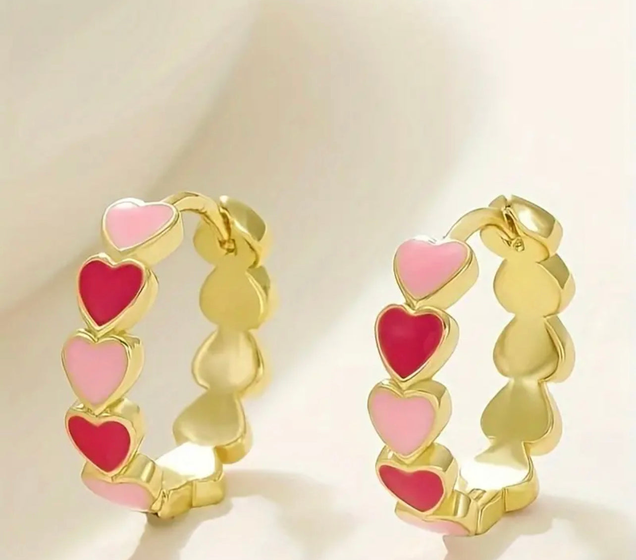 Dark & Light Pink Heart Hoops