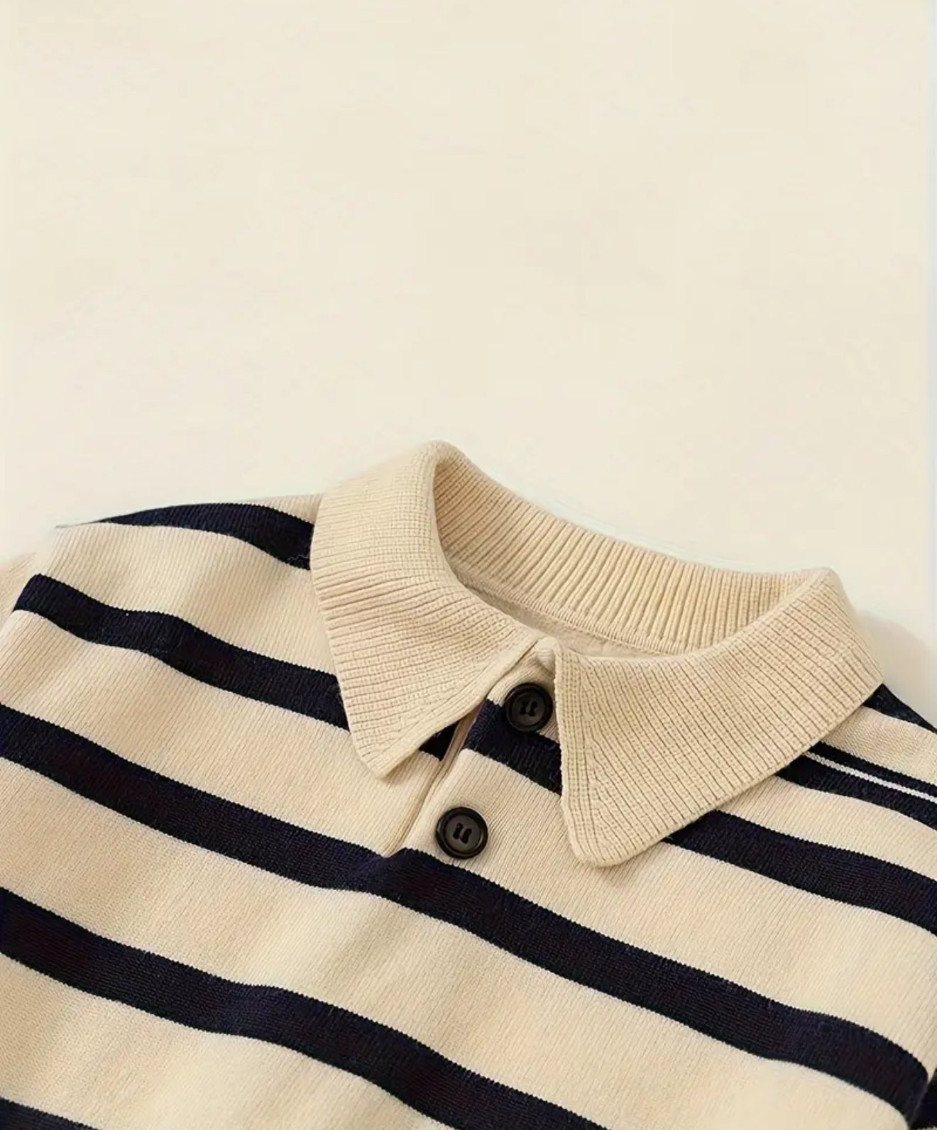 Beige Button Up Stripped Little One Sweater