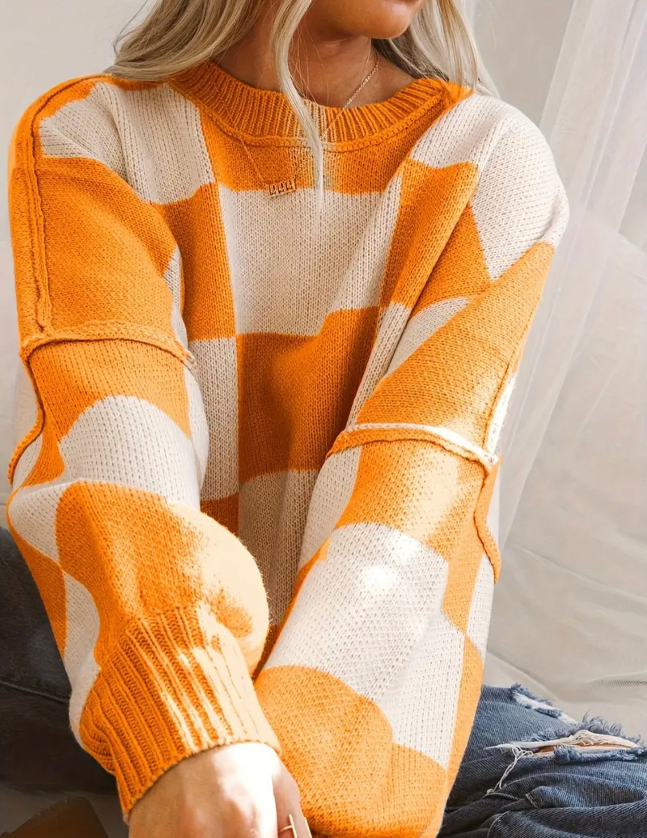 Orange and White Sweater