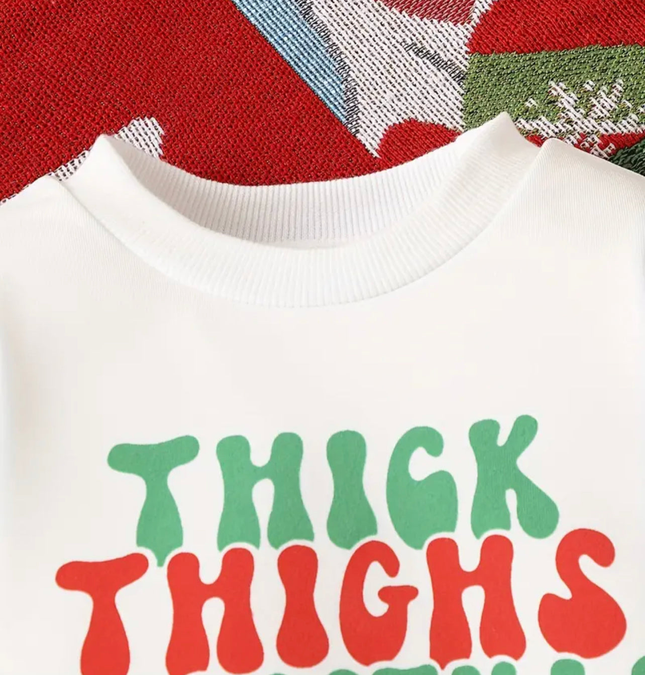 Thick Thighs Christmas Vibes Bubble Romper