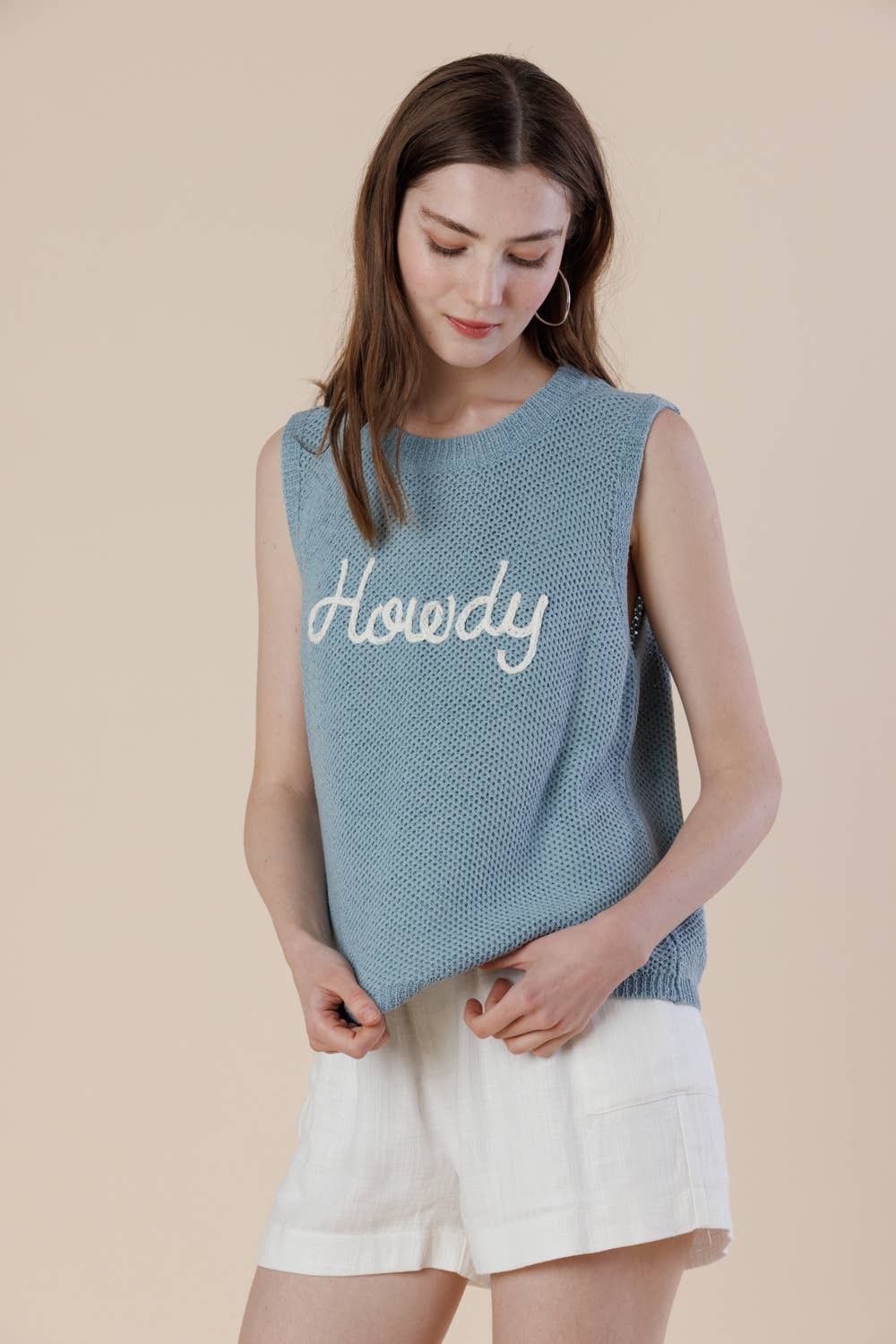 Howdy Embroidery Sweater Tank