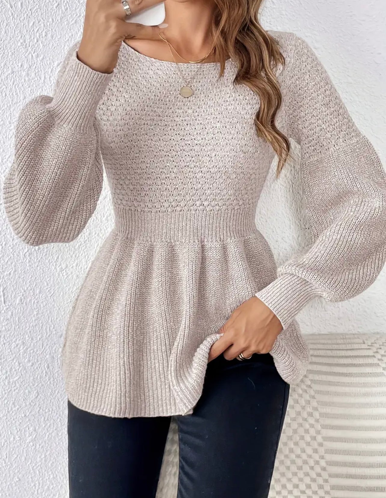 Baby Doll Long Sleeve Sweater Blouse