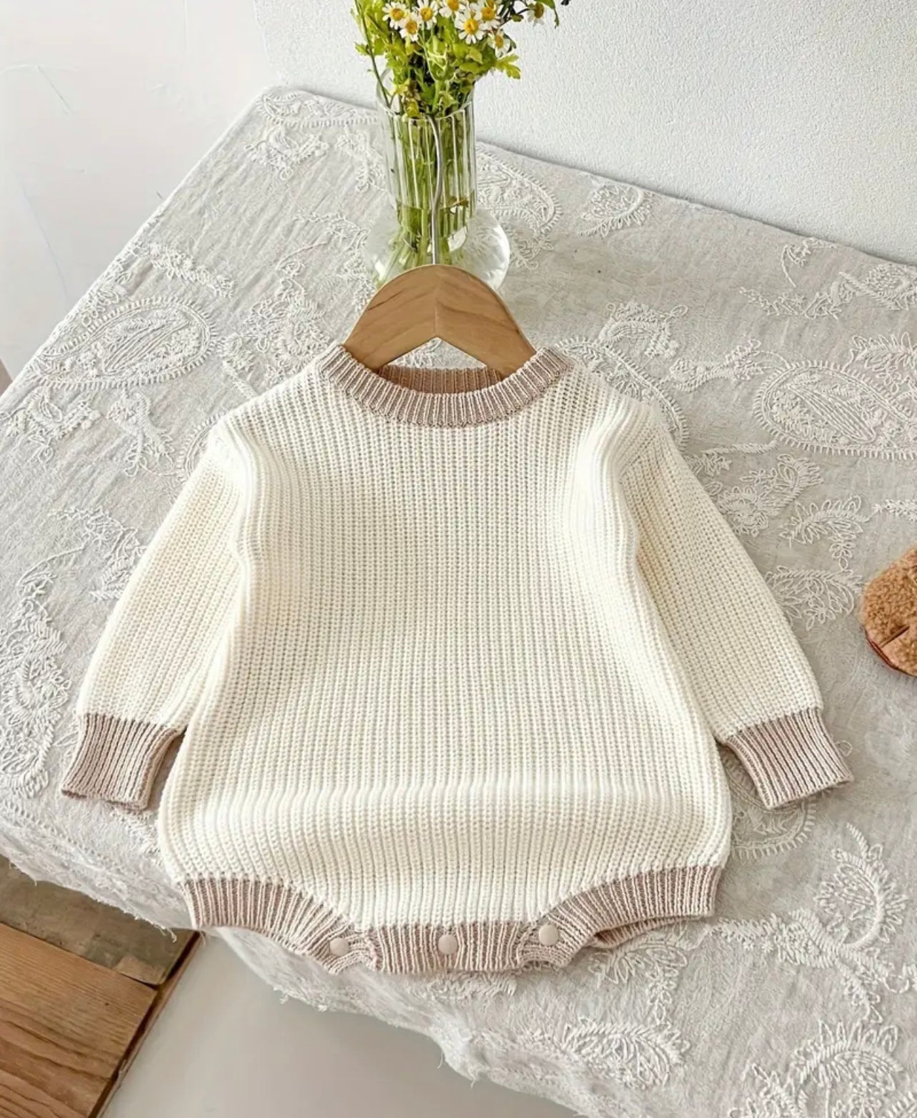 Neutral Knit Bubble Romper