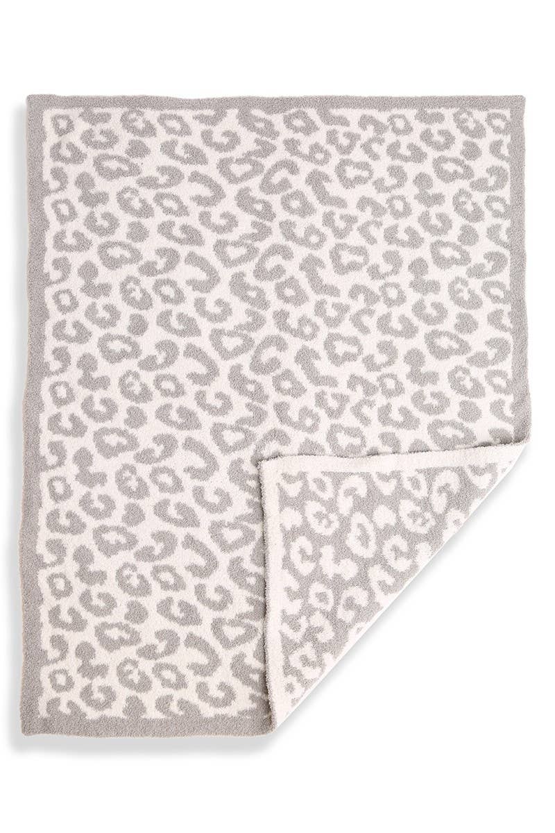 Kids Gray Leopard Print Luxury Soft Throw Blanket