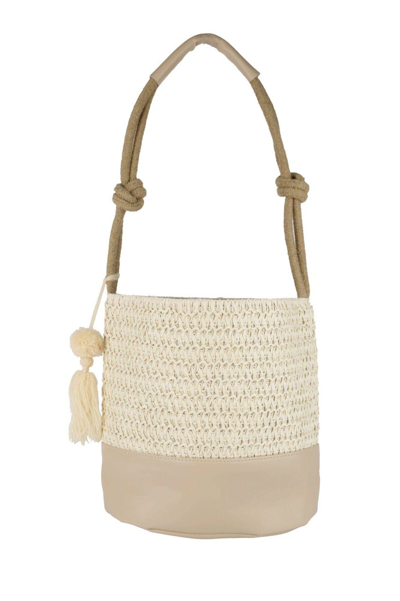 Cora Straw Bucket Bag With Tassel