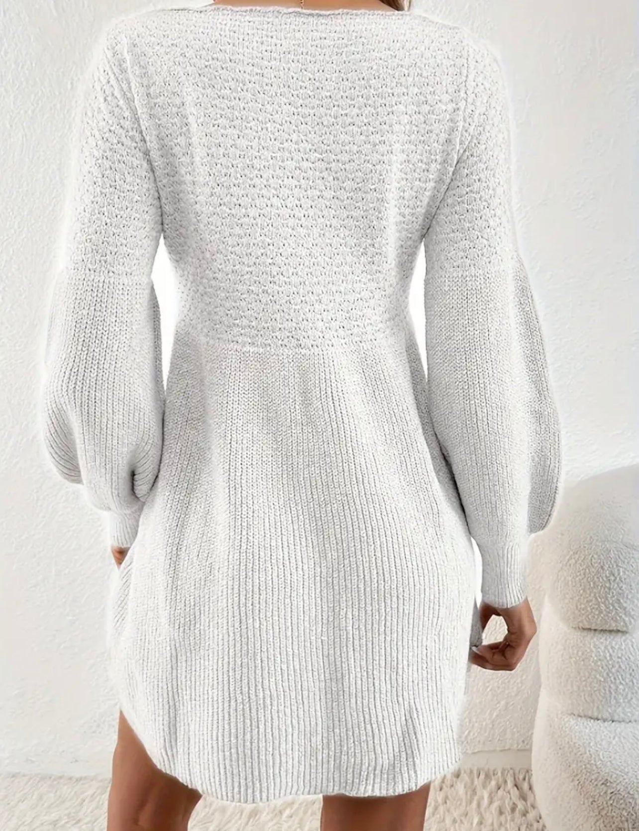 White Peplum Sweater Dress WinAri Boutique