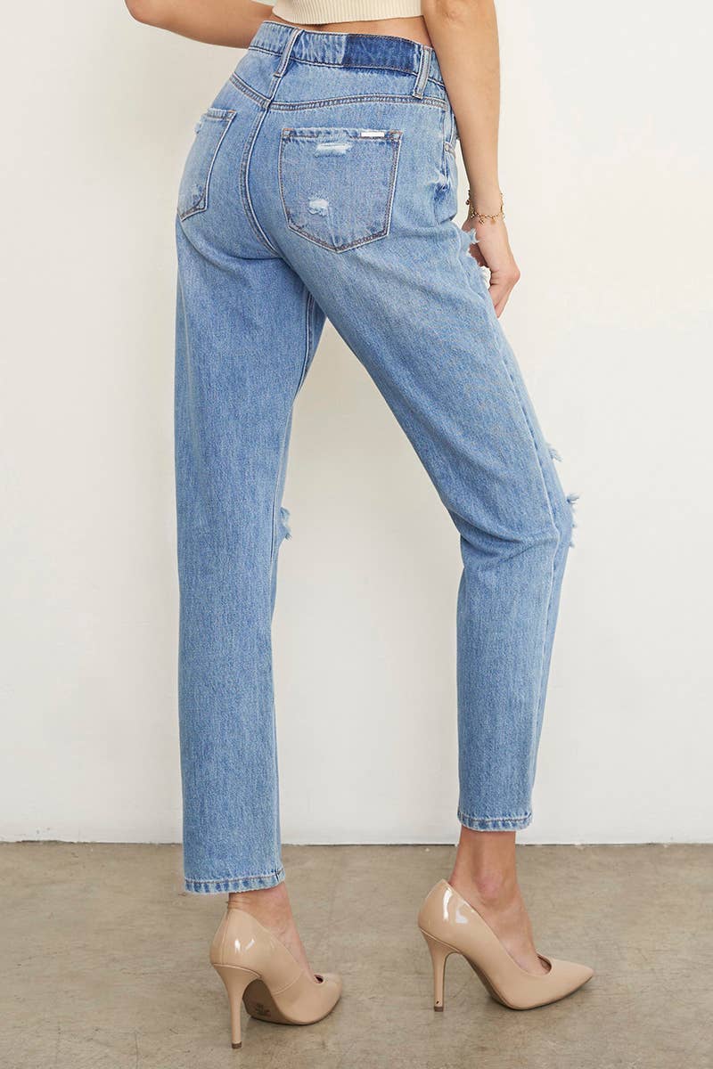 Knee Distressed Girlfriend Jeans