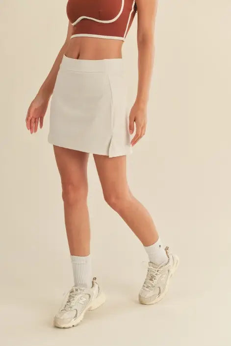 Cream High Waist Tennis Skirt
