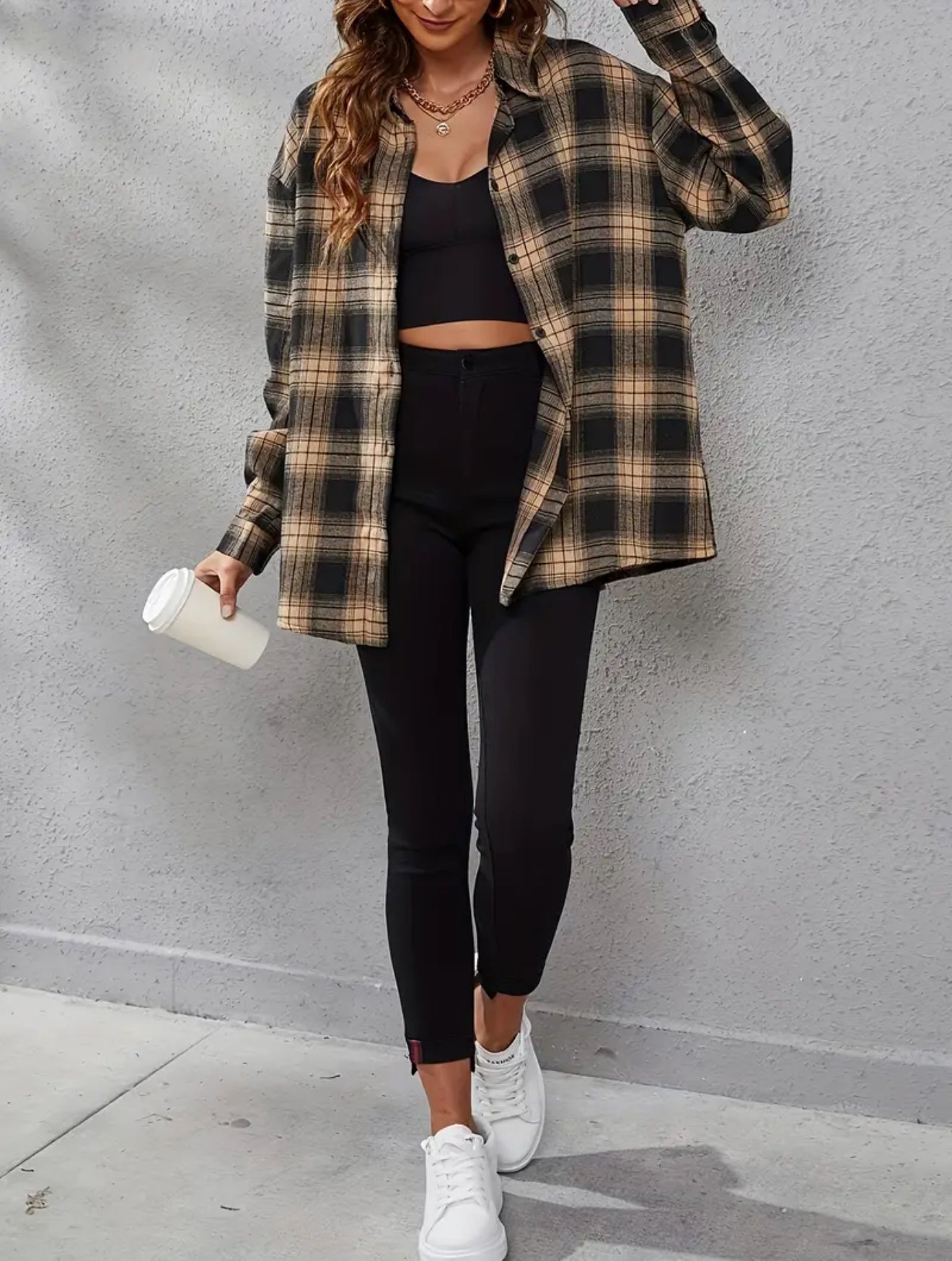 Brown Plaid Button Up