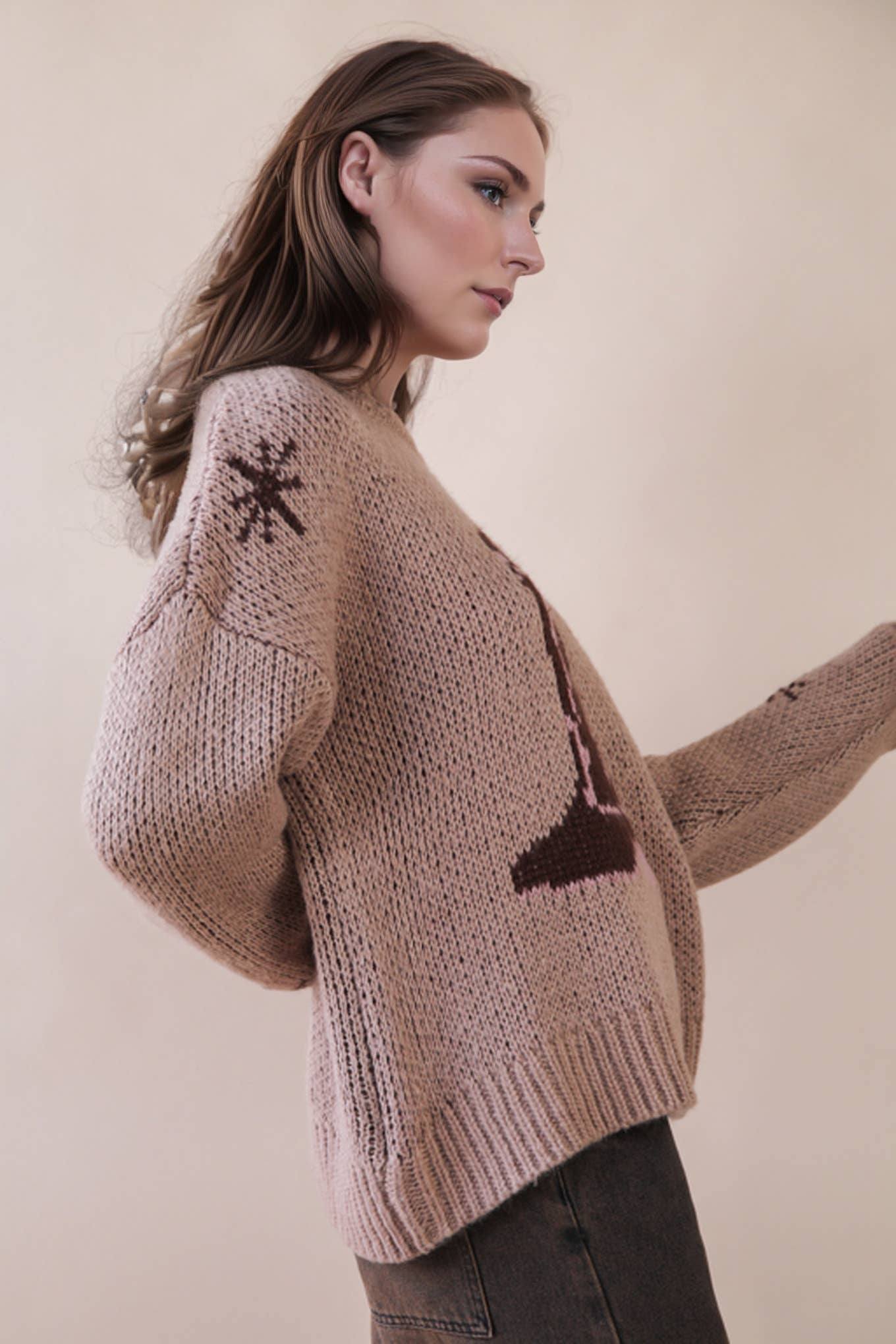 Cowboy Boots Graphic Print Knit Sweater