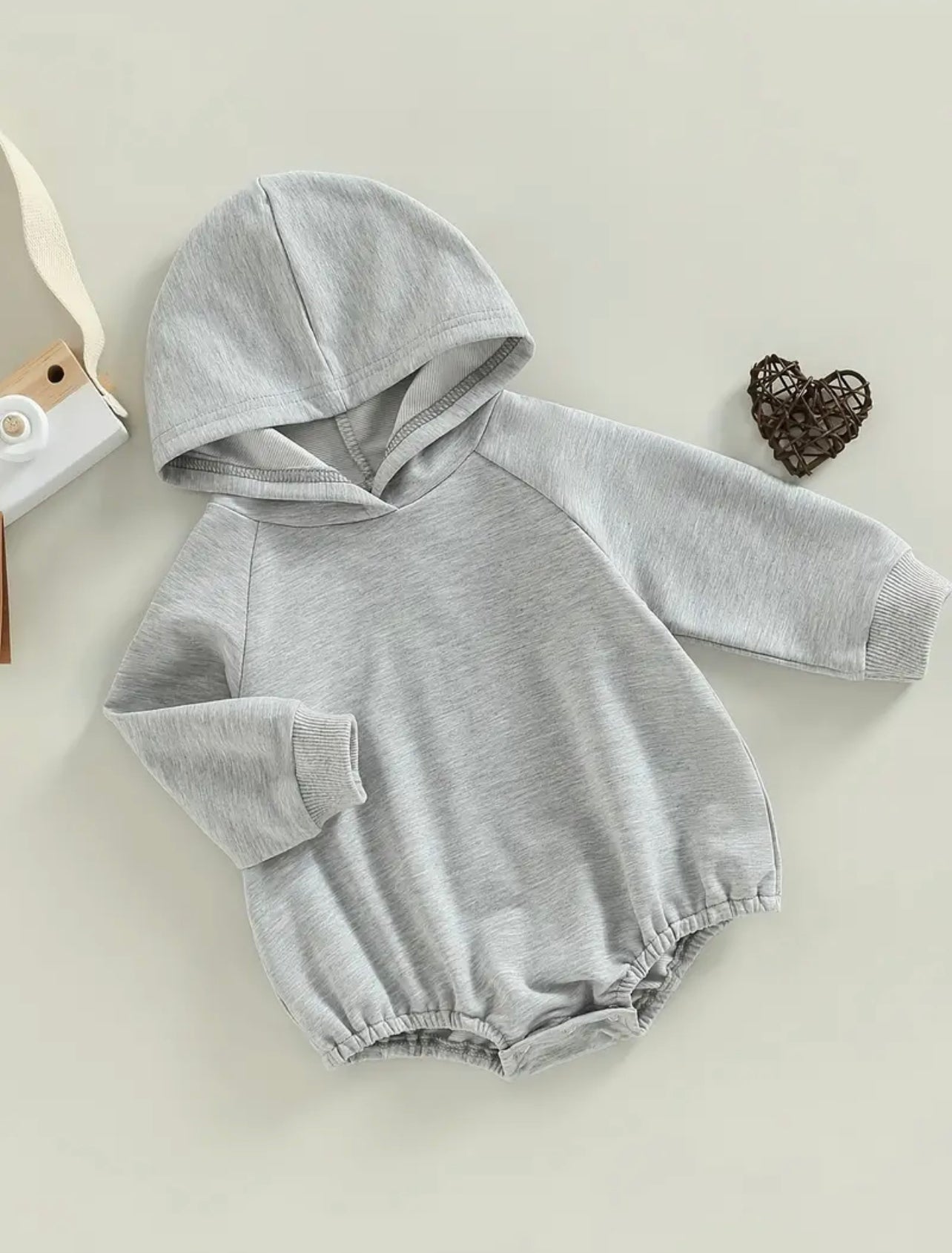 Gray Hooded Bubble Romper