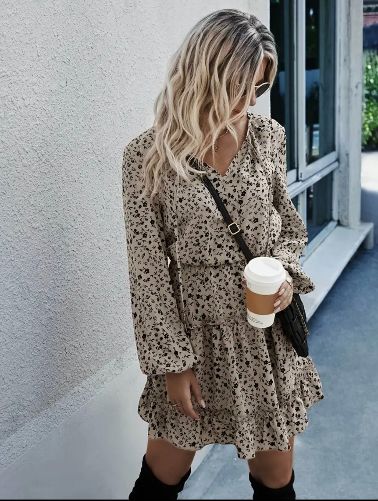 Fairytale Long Sleeve Tie Neck Dress