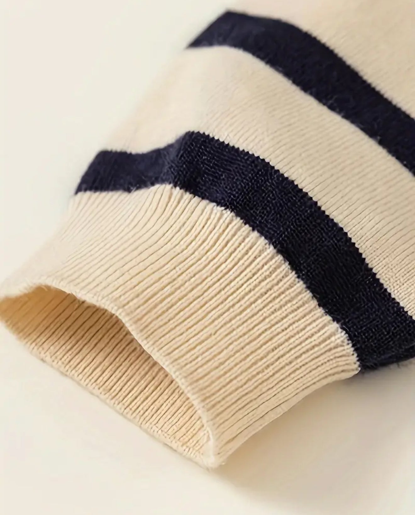 Beige Button Up Stripped Little One Sweater