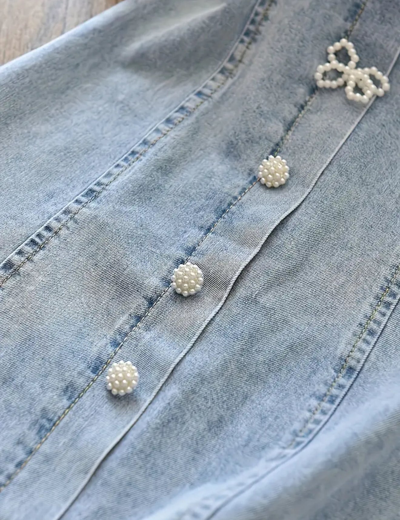 Lacy Bow Little One Denim Dress