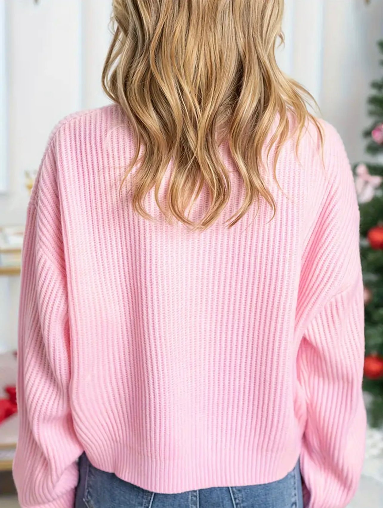 Merry & Bright Pink Christmas Sweater