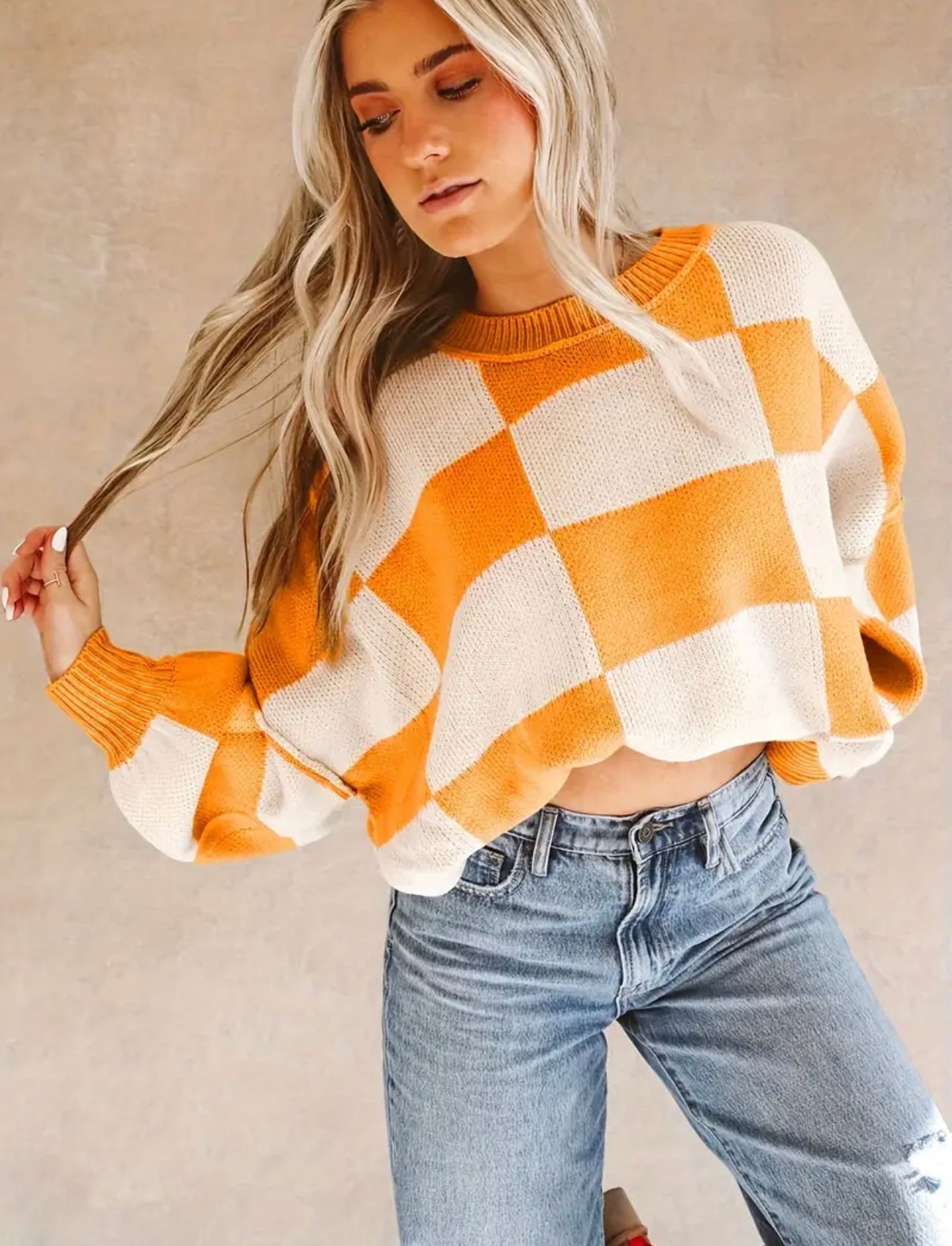 Orange and White Sweater