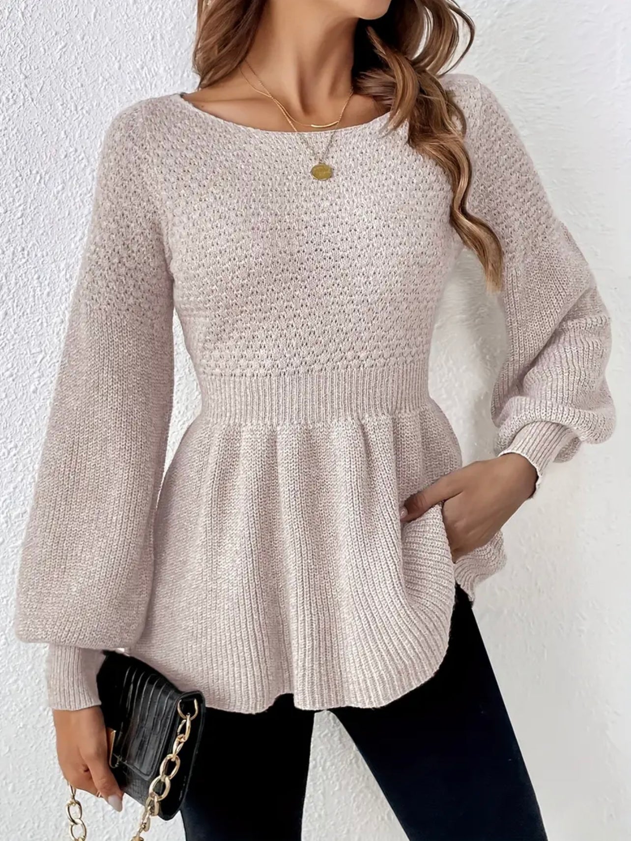 Baby Doll Long Sleeve Sweater Blouse