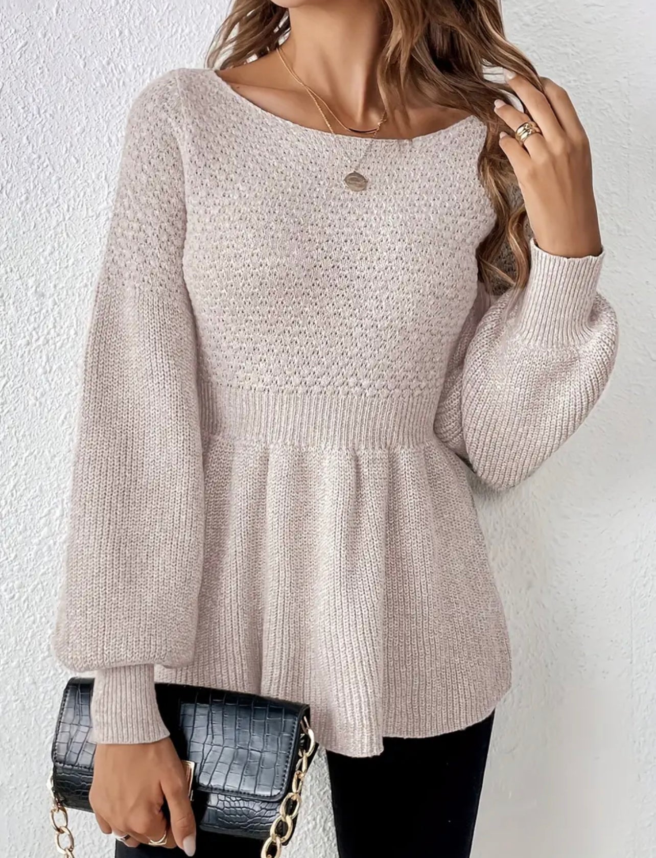 Baby Doll Long Sleeve Sweater Blouse