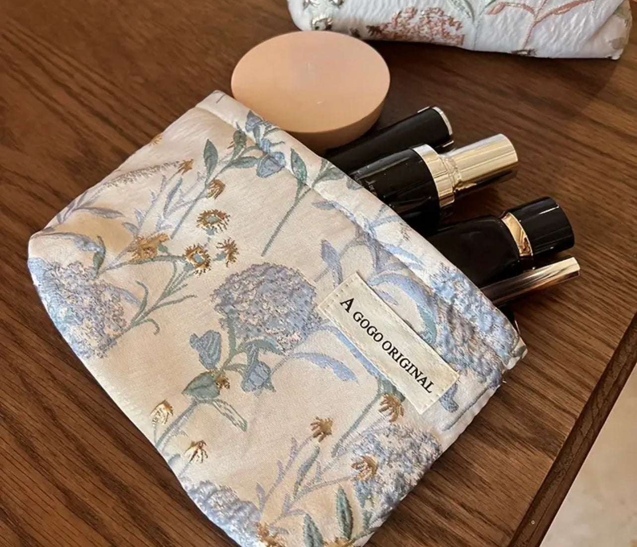 Blue Floral Cosmetic Bag