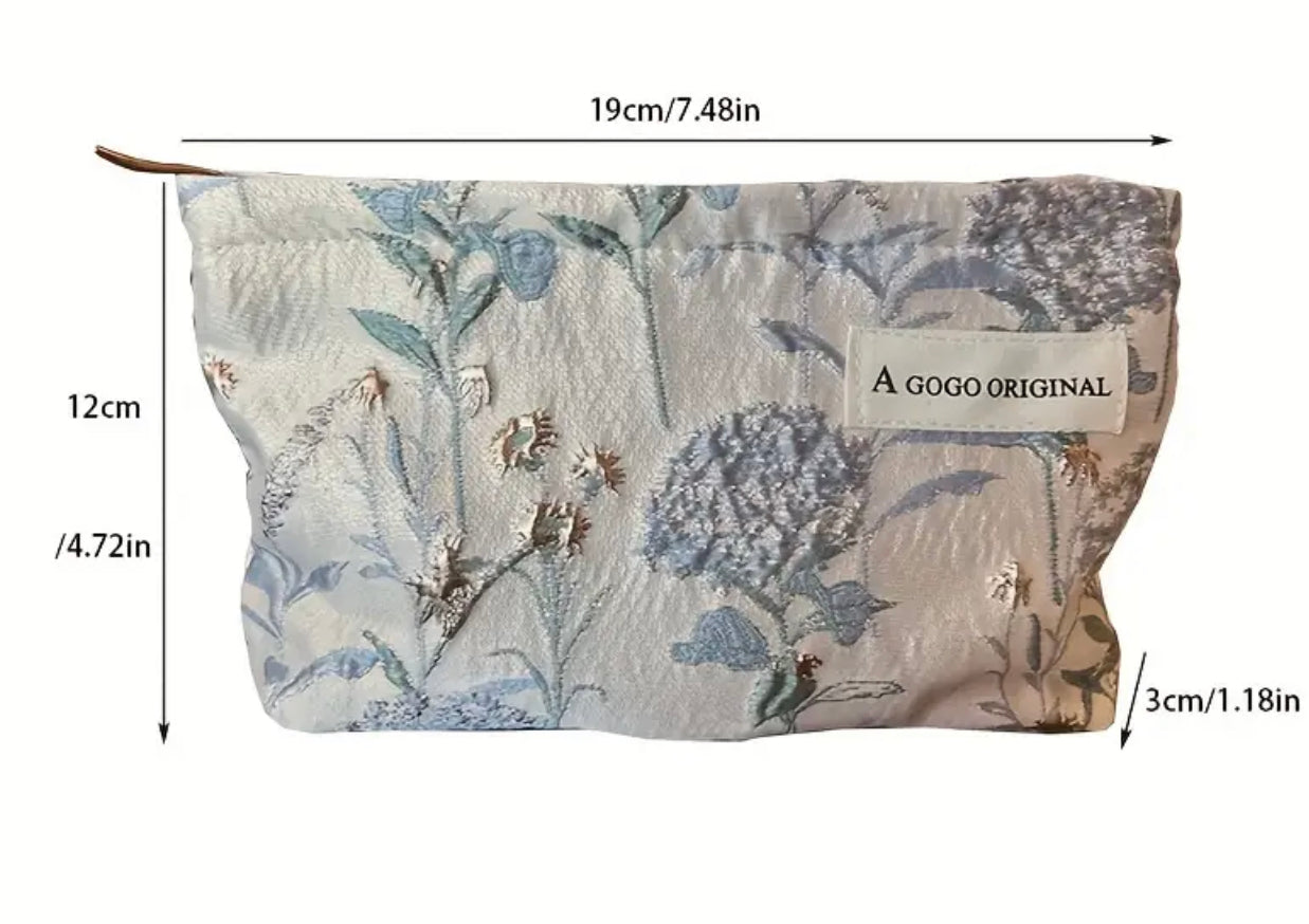 Blue Floral Cosmetic Bag