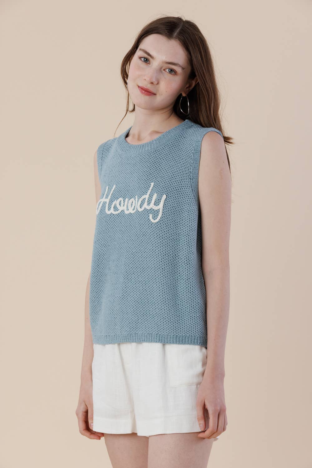 Howdy Embroidery Sweater Tank