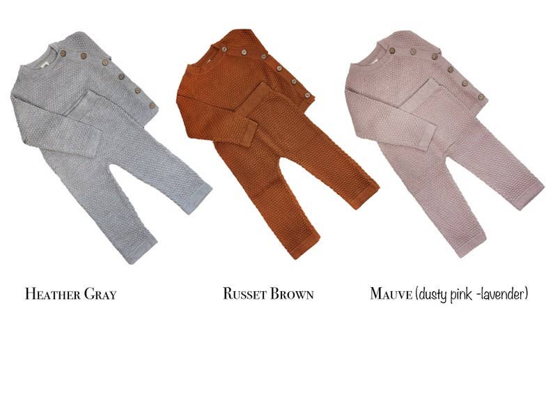 Noah Gray Cotton Knit Shirt and Pants Set
