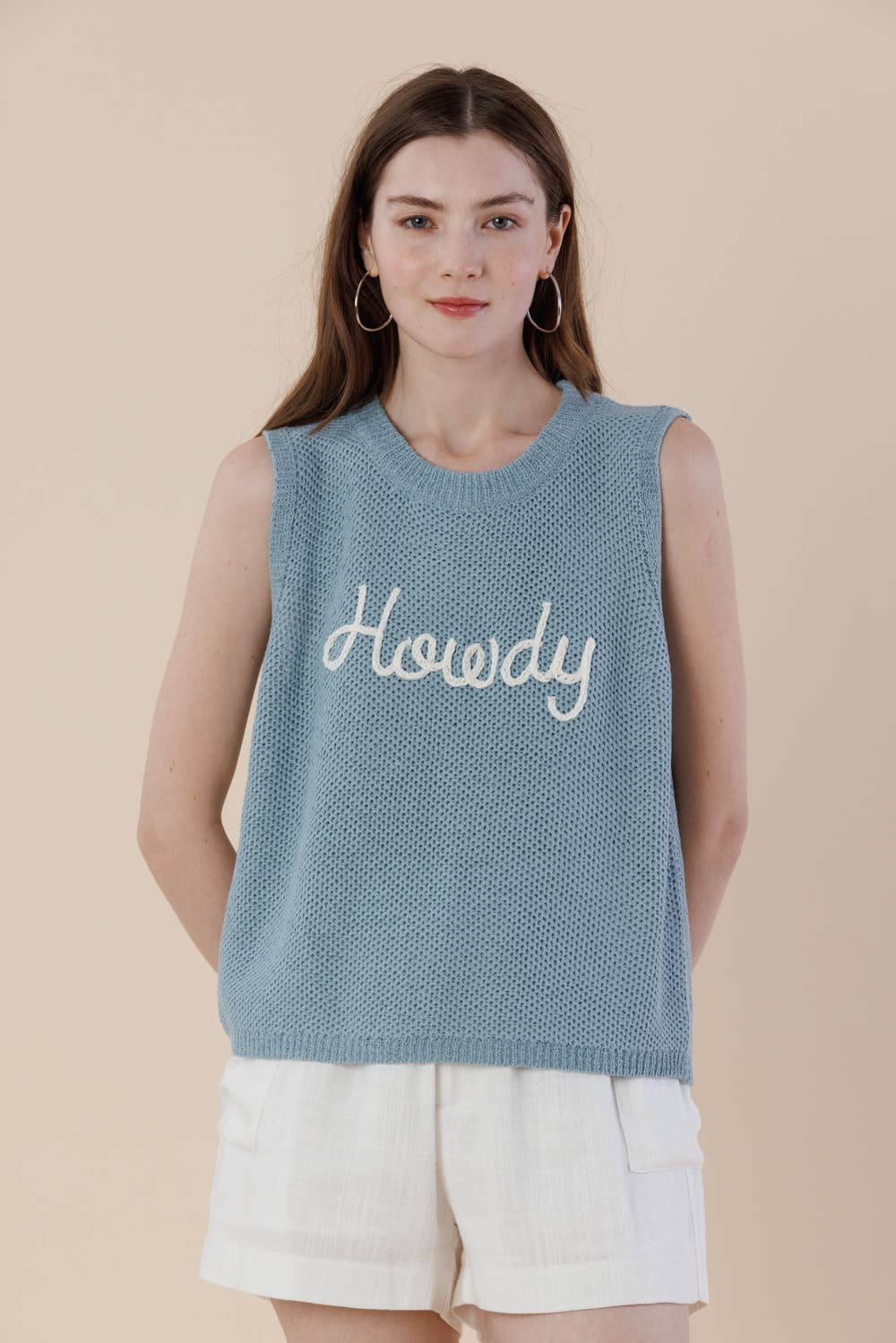 Howdy Embroidery Sweater Tank