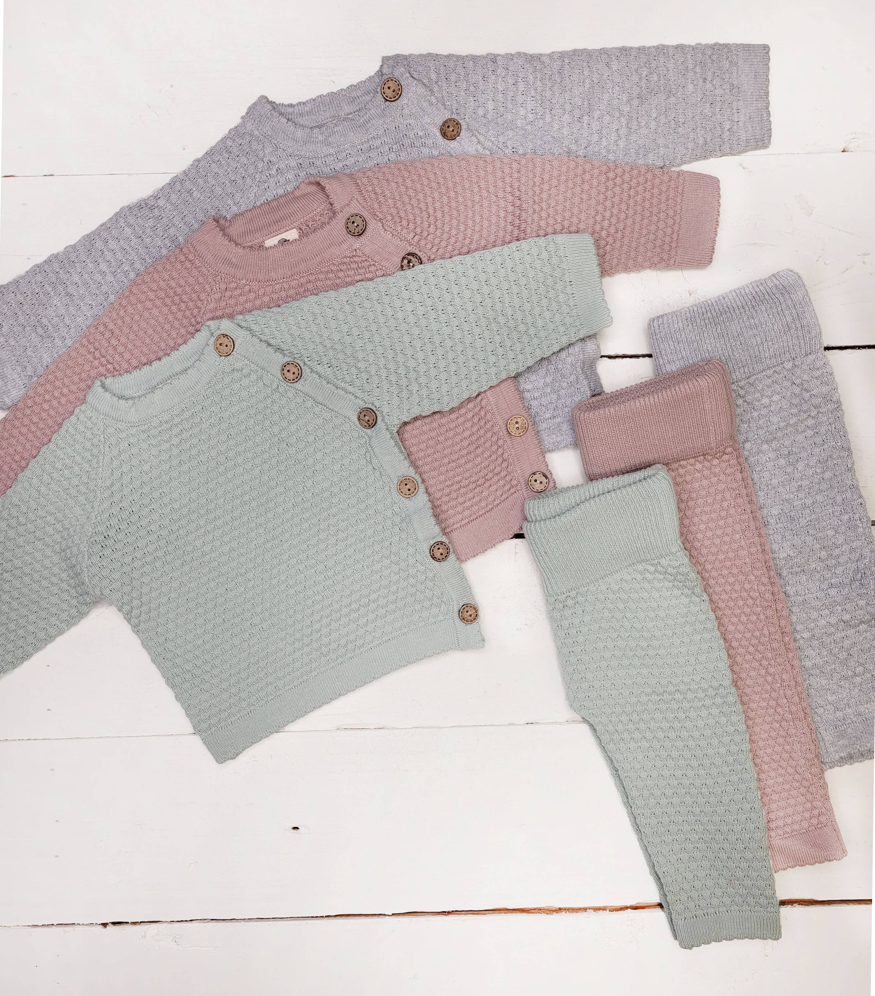 Noah Mauve Cotton Knit Shirt and Pants Set
