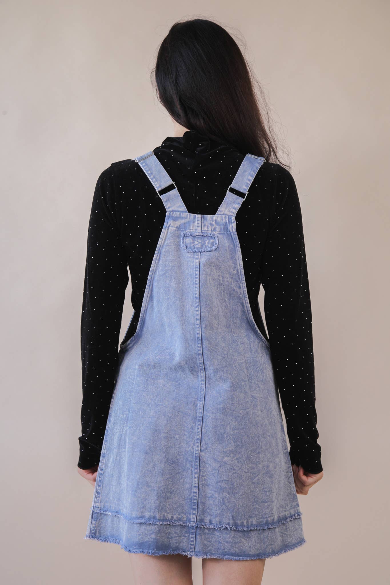 Washed Denim Overall Mini Dress Washed Denim Overall Mini Dress