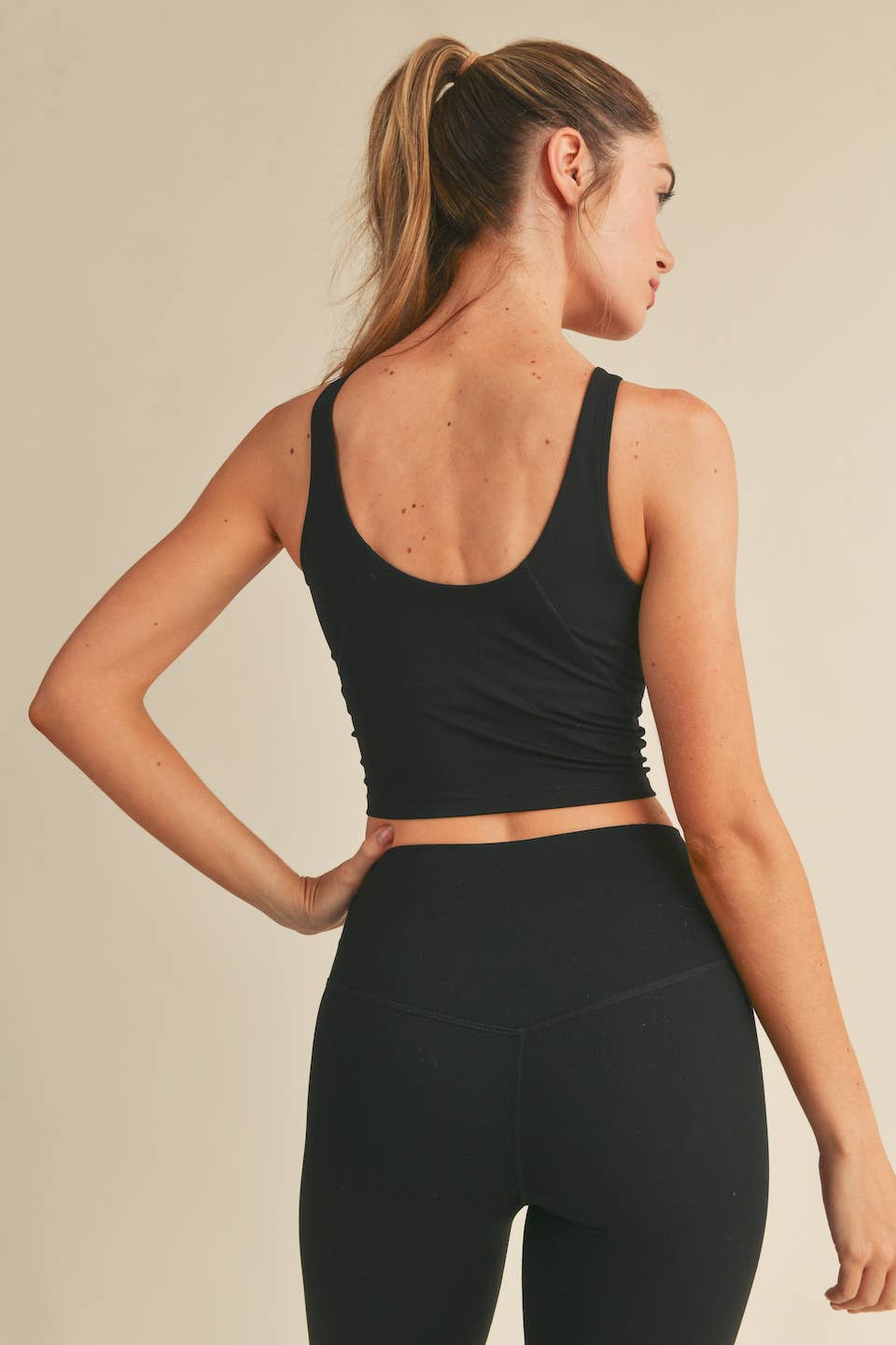 Black Aligned Performance Cropped Tank Top